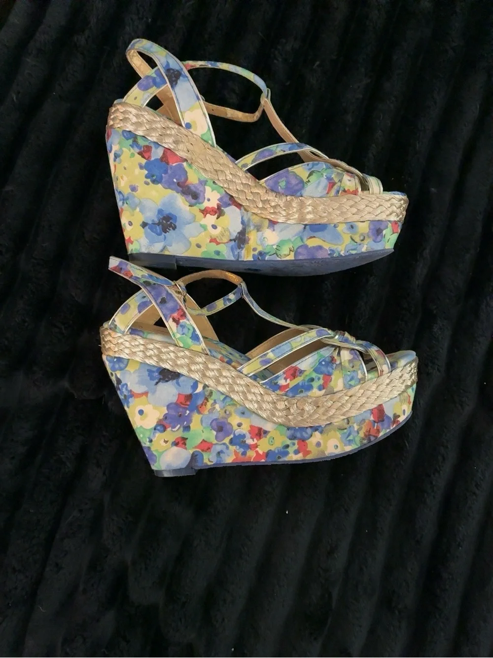Poetic License Multicolor Floral Wedge Sandals